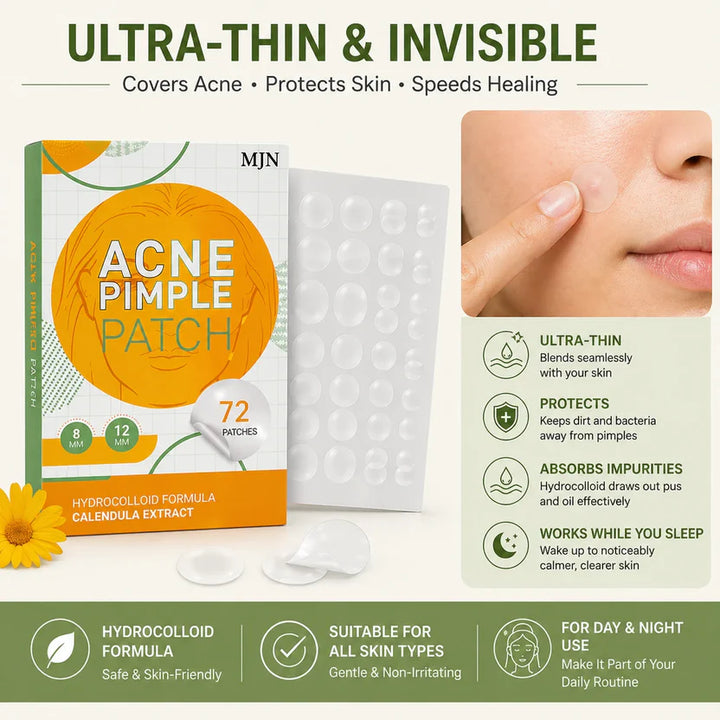 Acne Clearing Pimple Patches - Hydrocolloid Spot Patches (Pack of 2, 144 Patches)